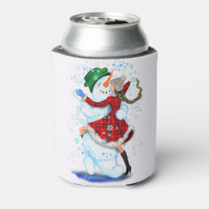 Enfriador De Latas Navidades Refrigerador de bebidas Snowman y danza 