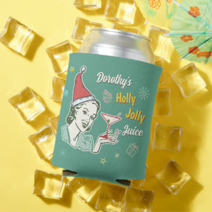 Enfriador De Latas Navidades retro 50 Holly Jolly Juice Funny Persona