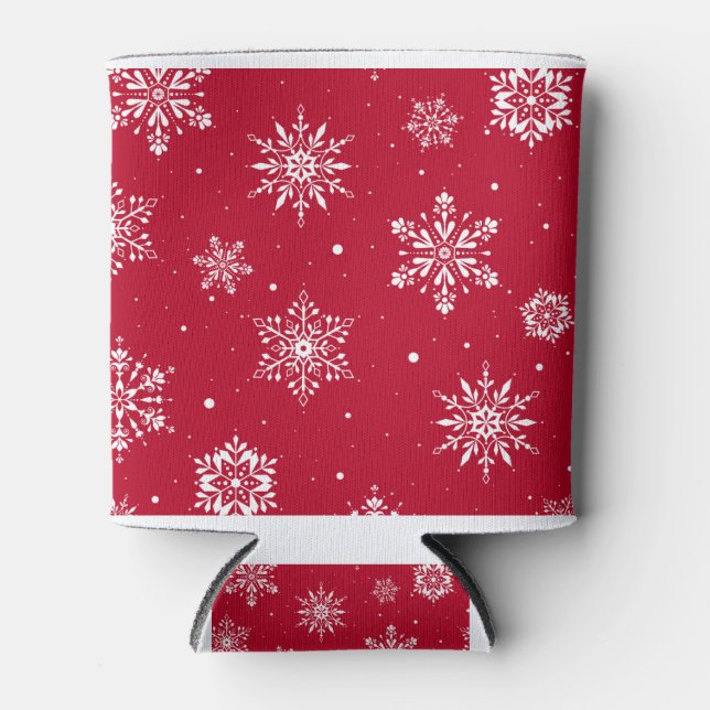 Enfriador De Latas Navidades rojos de copas de nieve (Anverso)