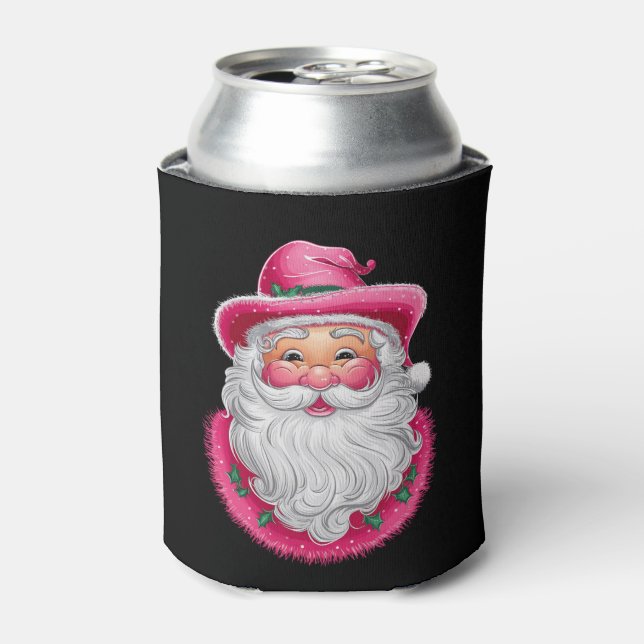 Enfriador De Latas Navidades Rosa Santa Retro que coinciden con Fiest (Lata Anverso)