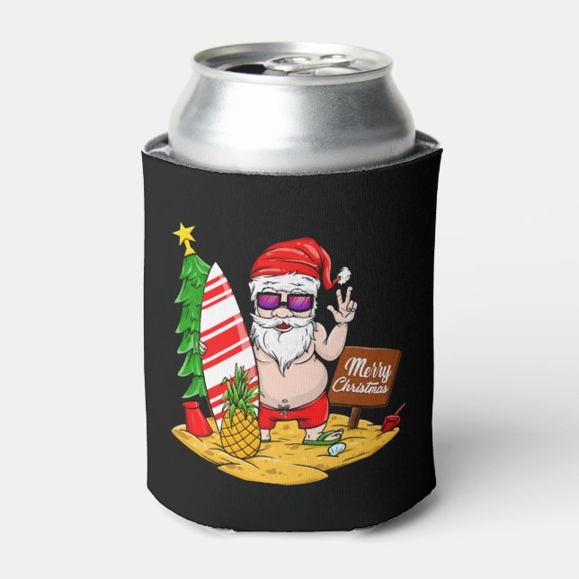 Enfriador De Latas Navidades Santa T-Shirt Beach Sun (Lata Anverso)