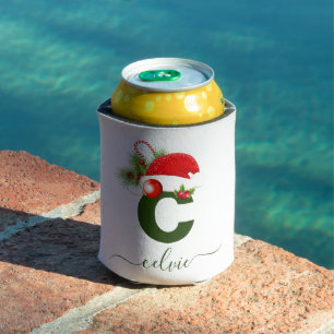 Enfriador De Latas Navidades simples de monogramas personalizados por