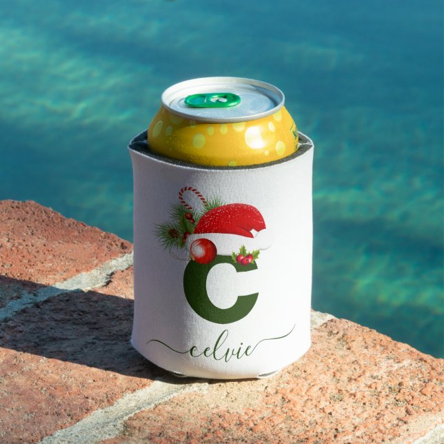 Enfriador De Latas Navidades simples de monogramas personalizados por (Piscina in situ)
