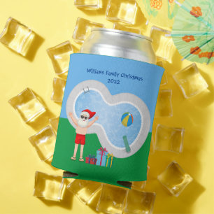 Enfriador De Latas Navidades soleados Santa Claus Personalizado Fiest