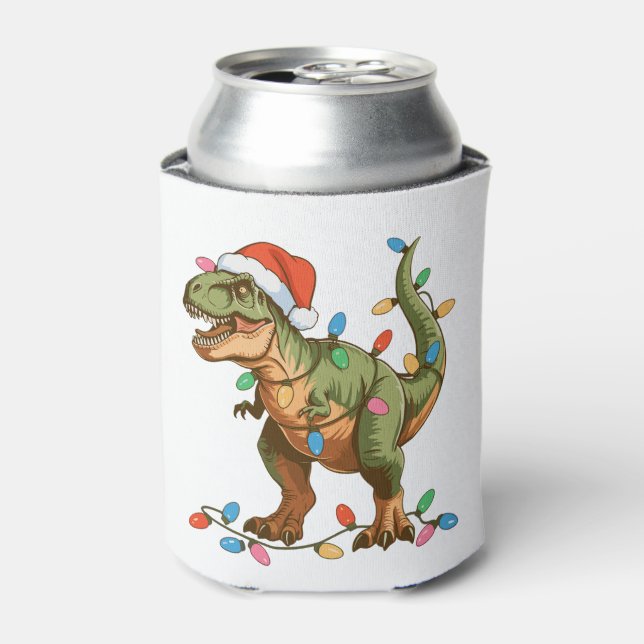 Enfriador De Latas Navidades T Rex Dinosaur Xmas Dino Tyrannosaurus (Lata Anverso)