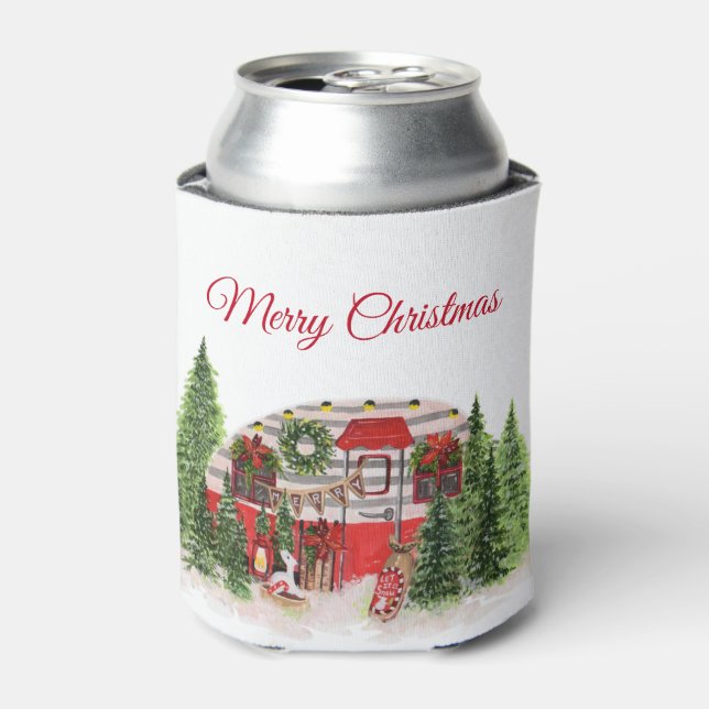 Enfriador De Latas Navidades Trailer Camper Outdoorsy Tema (Lata Anverso)