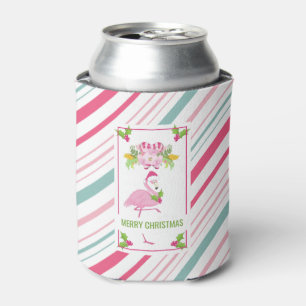 Enfriador De Latas Navidades tropicales rosados de Flamingo
