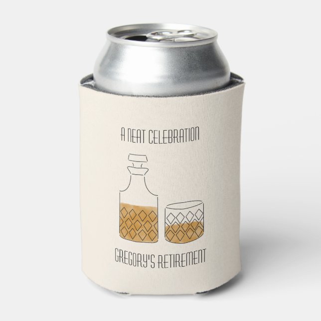 Enfriador De Latas Neat Celebration Whiskey Retirement Party Favor (Lata Anverso)