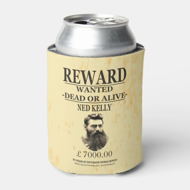 Enfriador De Latas Ned Kelly Bushranger ⚔️ Famosa Ley Australiana (Lata Anverso)