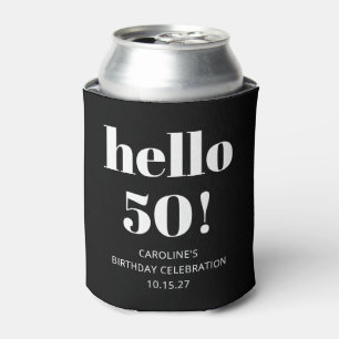 Enfriador De Latas Negra Moda moderna blanca y negra 50 cumpleaños