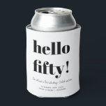 Enfriador De Latas Negrita Black and White Modern 50th Birthday Perso<br><div class="desc">Tipografía audaz Moderno negro y blanco 50 Refrigerador de bebidas Personalizado de cumpleaños</div>