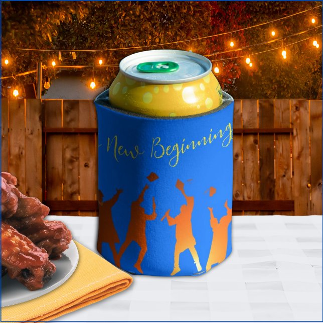 Enfriador De Latas Negrita Blue Modern Tech Graduation (Subido por el creador)