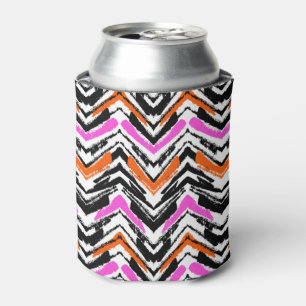Enfriador De Latas Negro, naranja, y modelo dibujado mano de Chevron