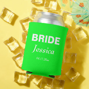 Enfriador De Latas Neon Green Bride Boda Brida