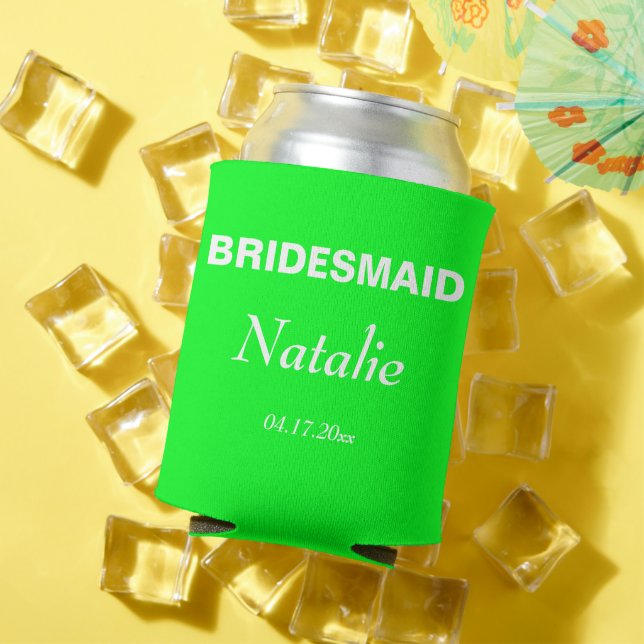 Enfriador De Latas Neon Green Bride Boda Brida (Verano in situ)