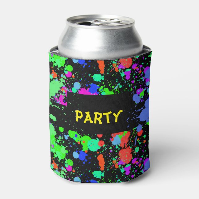 Enfriador De Latas Neon Paint Splatter (Lata Anverso)