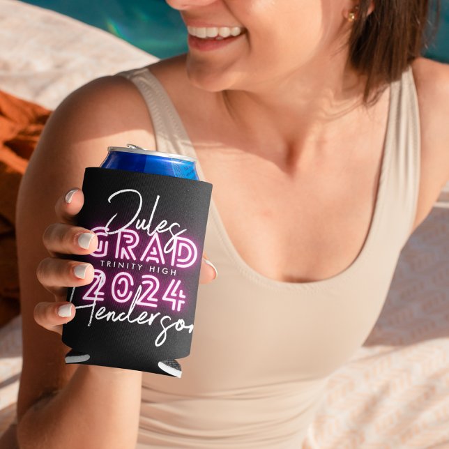 Enfriador De Latas Neon Pink Lights Clase de 24 Graduación Party (Subido por el creador)