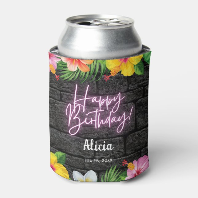 Enfriador De Latas Neon Tropical Forest Summer Hawaii (Lata Anverso)