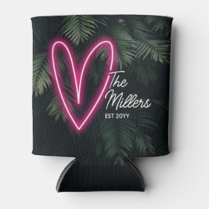Enfriador De Latas Neon Tropical Palm Love Wedding Favor