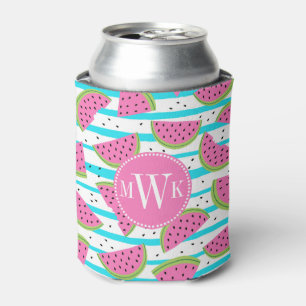 Enfriador De Latas Neon Watermelon on Stripes Pattern