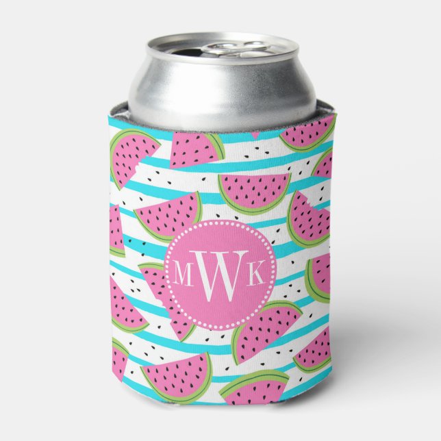Enfriador De Latas Neon Watermelon on Stripes Pattern (Lata Anverso)