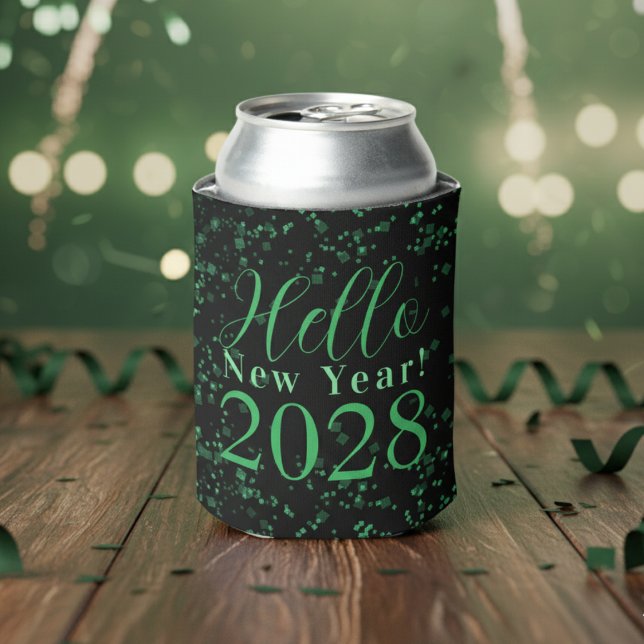 Enfriador De Latas New Year's Eve Green Black Sparkle Party Favor (Subido por el creador)