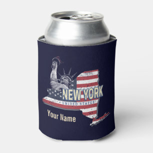 Enfriador De Latas New York State Estados Unidos Retro Map Vintage US