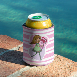 Enfriador De Latas Niña Con Flores