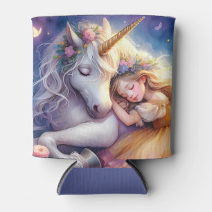 Enfriador De Latas Niña Durmiendo Paisaje de Sueños de Unicornio
