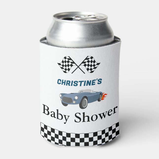 Enfriador De Latas Niño de carrera de auto fiesta de ducha bebé (Lata Anverso)