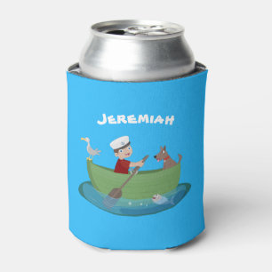 Enfriador De Latas Niño pequeño marinero y personalizado de un bote d