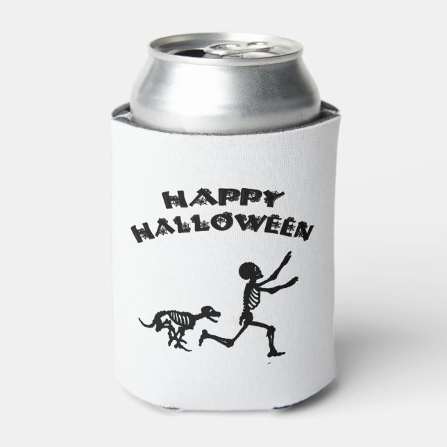 Enfriador De Latas Niño y perro de Halloween (Lata Anverso)
