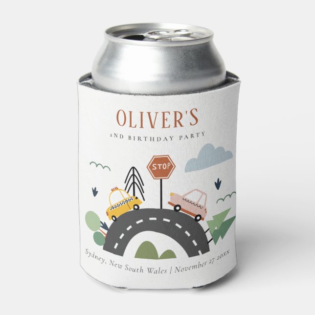 Enfriador De Latas Niños educados Vehículos Urbanos Carretera Cualqui (Lata Anverso)
