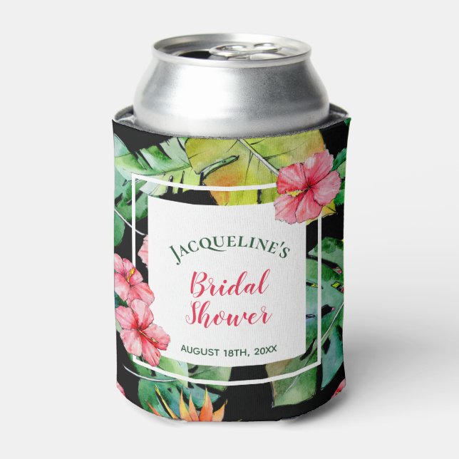 Enfriador De Latas Noche tropical floral hawaiana de Luau (Lata Anverso)