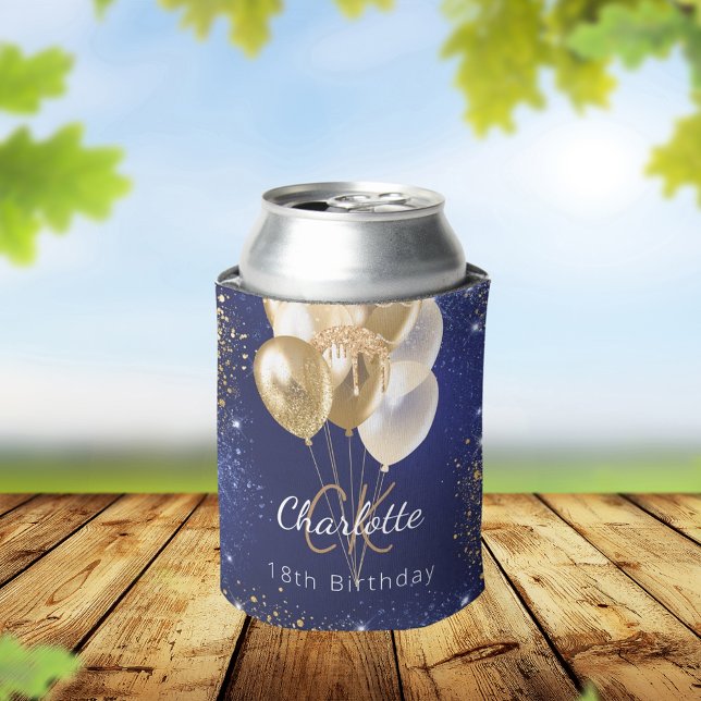 Enfriador De Latas Nombramiento de monograma de globos dorados azul m (Subido por el creador)