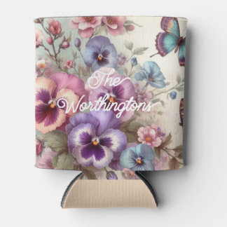 Enfriador De Latas Nombrar colores de color de agua Pansies de época 