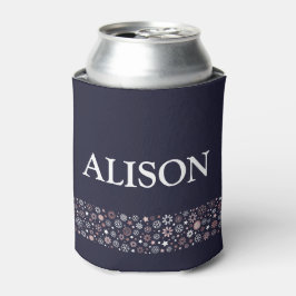 Enfriador De Latas Nombre azul y rosa del invierno con copo de nieve