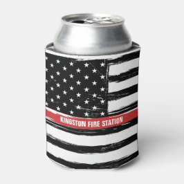 Enfriador De Latas Nombre de bandera de estación de bomberos Grunge T