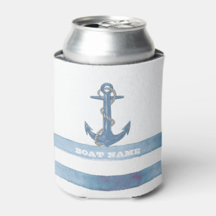 Enfriador De Latas Nombre de Barco Náutico,Ancla,Cuerda,Rayas Azules