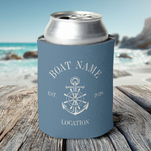 Enfriador De Latas Nombre de Barco Personalizado Ancla Costera Náutic