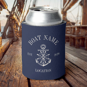 Enfriador De Latas Nombre de barco personalizado Ancla costera náutic