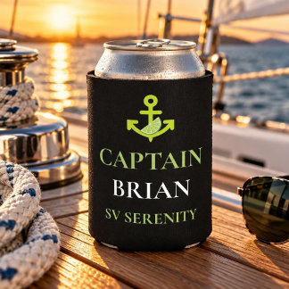 Enfriador De Latas Nombre de Capitán Personalizado y Nombre de Barco 
