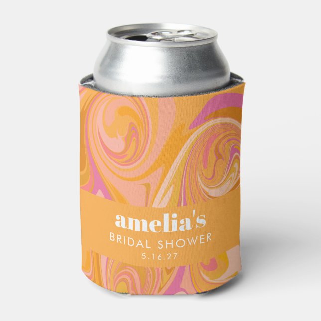 Enfriador De Latas Nombre de ducha nupcial personalizado Boho amarill (Lata Anverso)