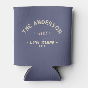 Enfriador De Latas Nombre de familia costero vintage brisa de lavanda