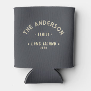 Enfriador De Latas Nombre de Familia Mediterráneo Gris Vintage Coster