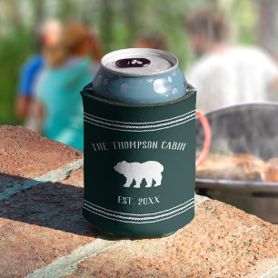 Enfriador De Latas Nombre de familia personalizada de oso ruso