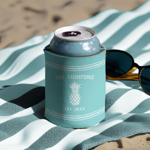 Enfriador De Latas Nombre de familia personalizada Rustic Pineapple