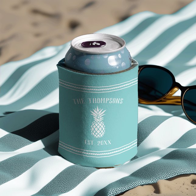 Enfriador De Latas Nombre de familia personalizada Rustic Pineapple (Subido por el creador)