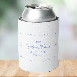 Enfriador De Latas Nombre de familia personalizado Beach House Coasta