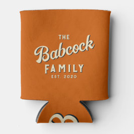 Enfriador De Latas Nombre de familia retro de calabaza de mediados de